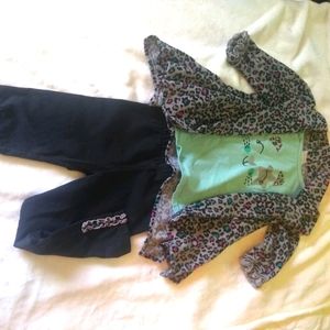 4T cat shirt and jacket with leggings bundle